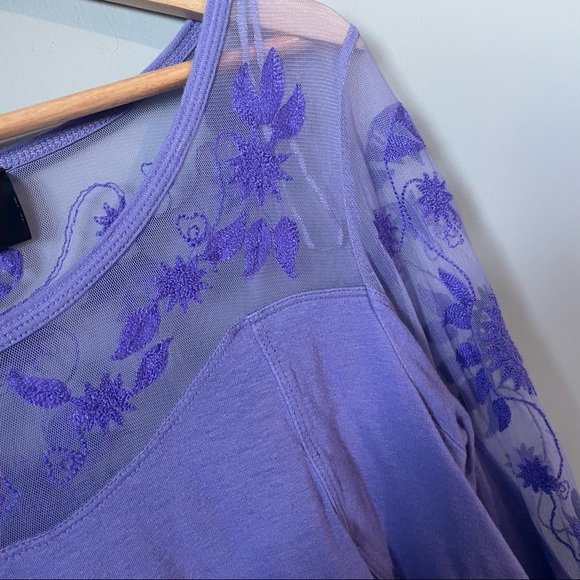 Free People New Romantics Purple Lace & Sheer Neckline- Size XS - Picture 5 of 7